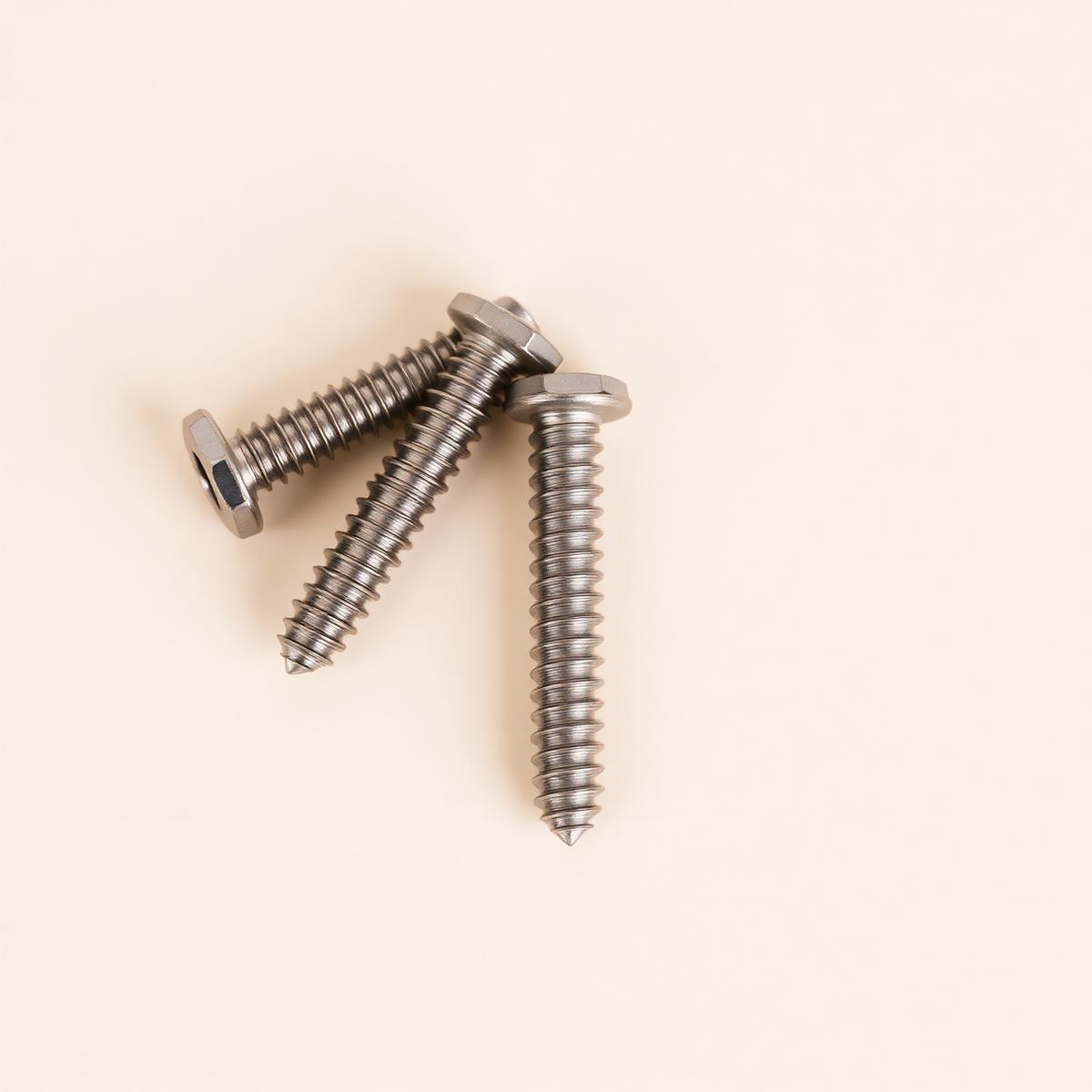 Brushed steel pan-head machine screws